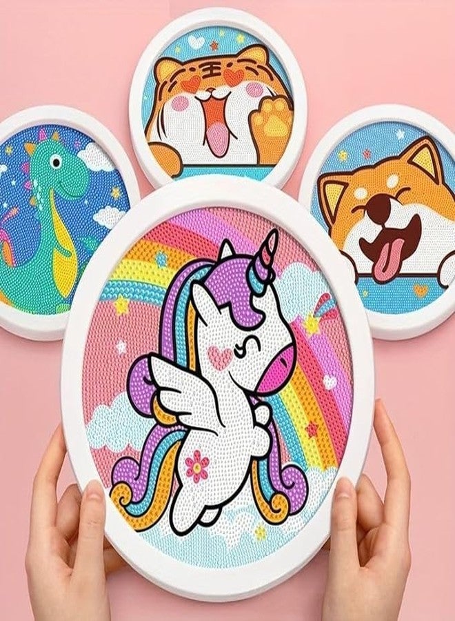 KTrading 5D Diamond Painting Kit for Kids with Wooden Frame | Cute Animal Art & Craft Activity for Children Age 6-12 Years | 6.7 Inch Diamond Painting Frame | Multicolor (Pack of 1) - Image 3